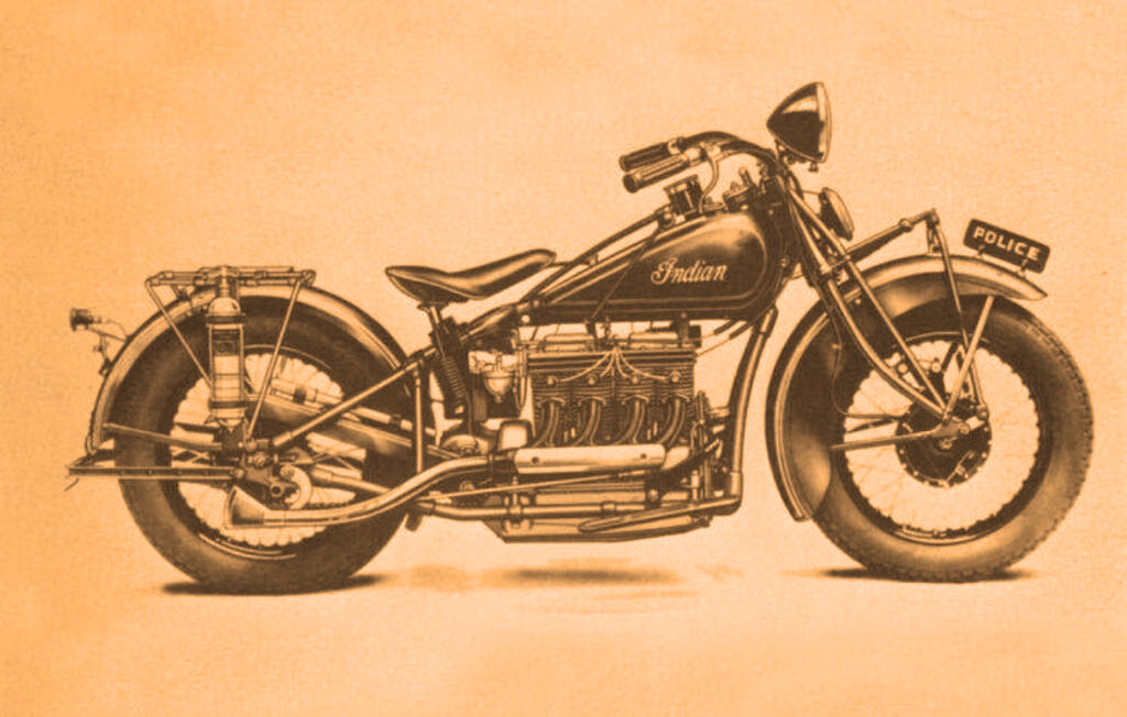 the photo shows Indian antique motorcycle